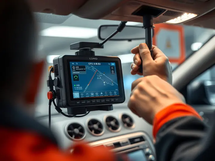 中导车安GPS/北斗双模定位终端安装特写
