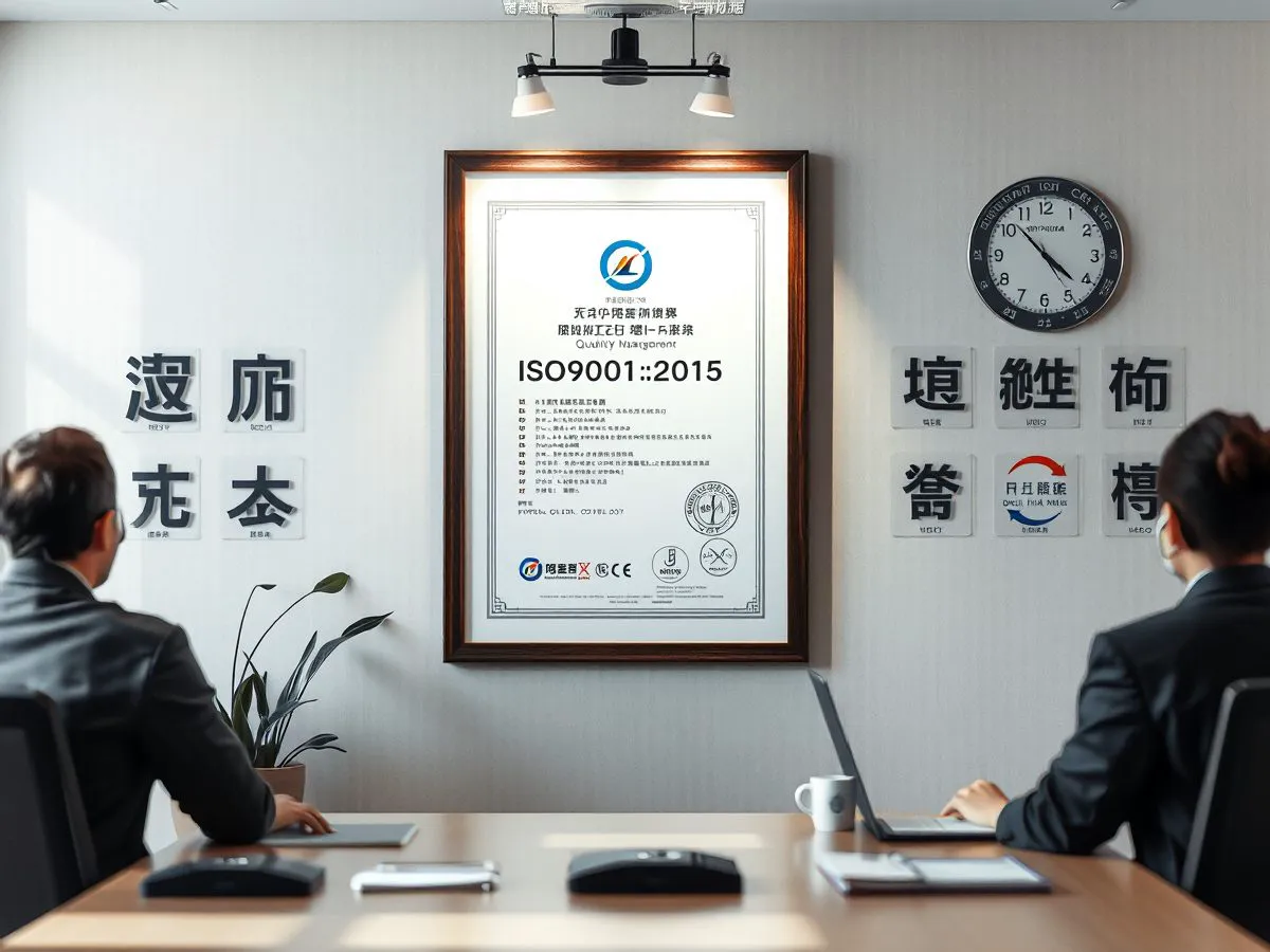 ISO 9001:2015质量管理体系认证证书展示